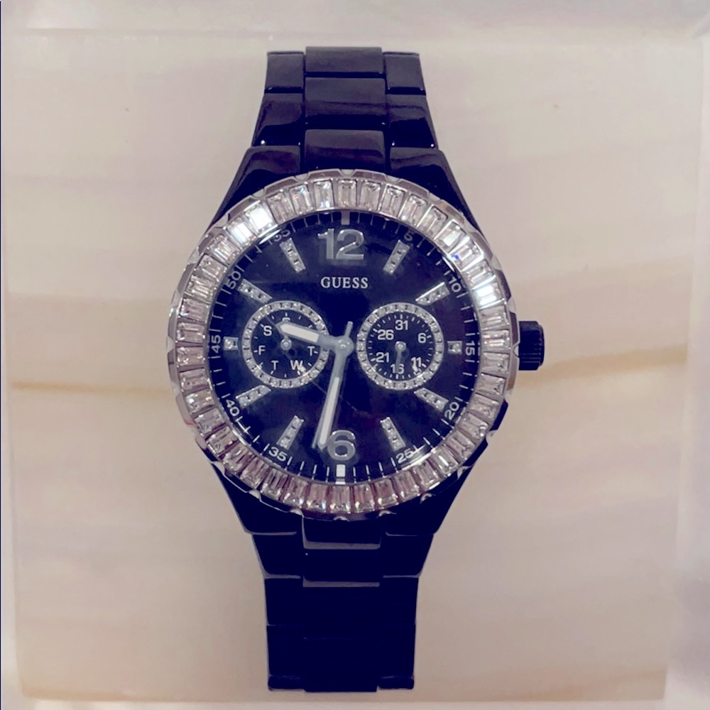 Guess Black Rhinestone Watch